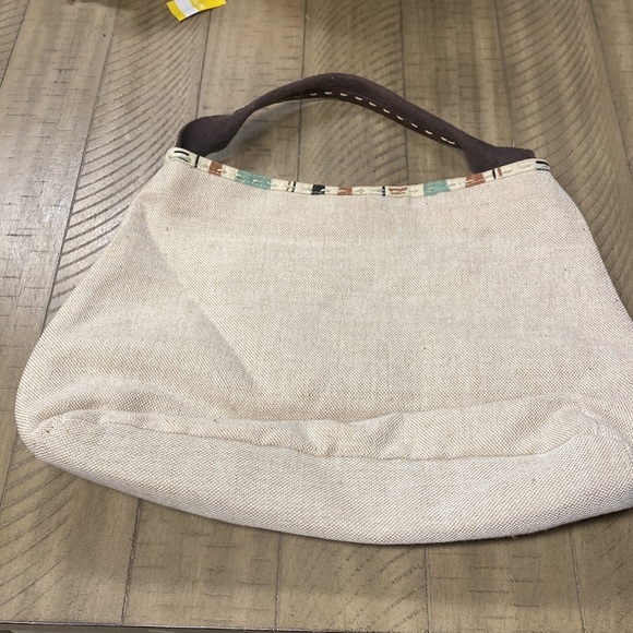 Nine West Boho Beaded Linen Tote Shoulder Bag with Gemstone Accents - Picture 6 of 7